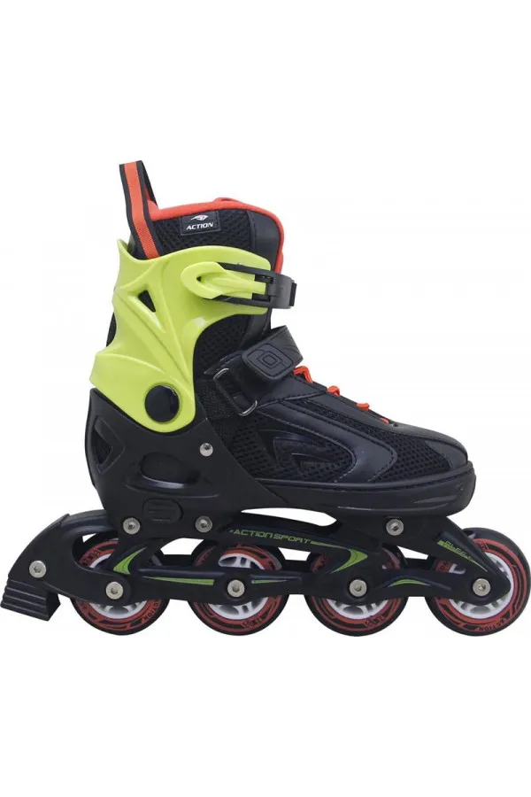 Roleri Action PW126B-10 crno-neon zelena Alu ABEC5 PU točkići 