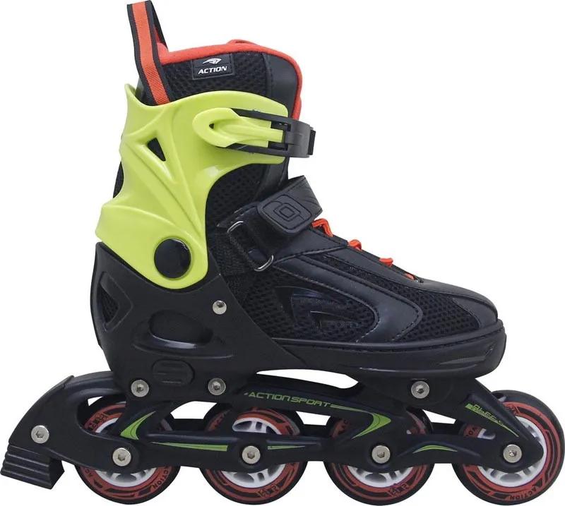 Roleri Action PW126B-10 crno-neon zelena Alu ABEC5 PU točkići 